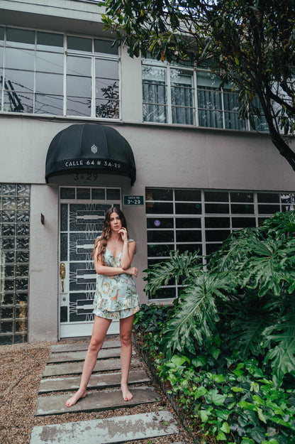 Selva Hindu Azul - Blusa de Arandelas y Short