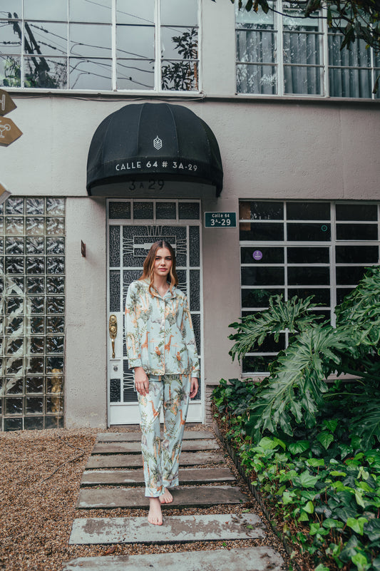 Selva Hindu Azul - Camisa Manga Larga y Pantalon