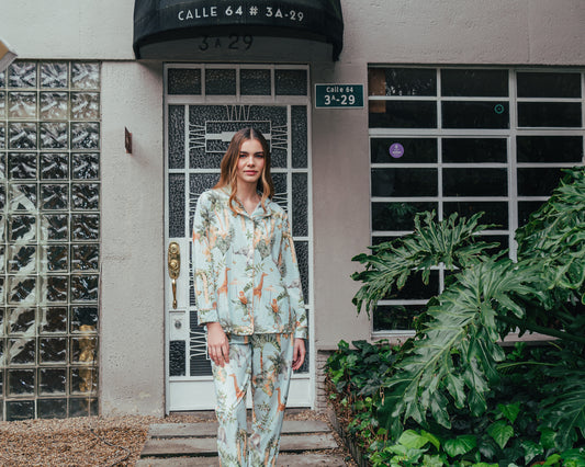 Selva Hindu Azul - Camisa Manga Larga y Pantalon