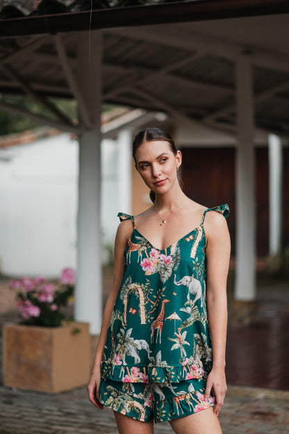 Selva Hindu Jade - Blusa de Arandelas y Short