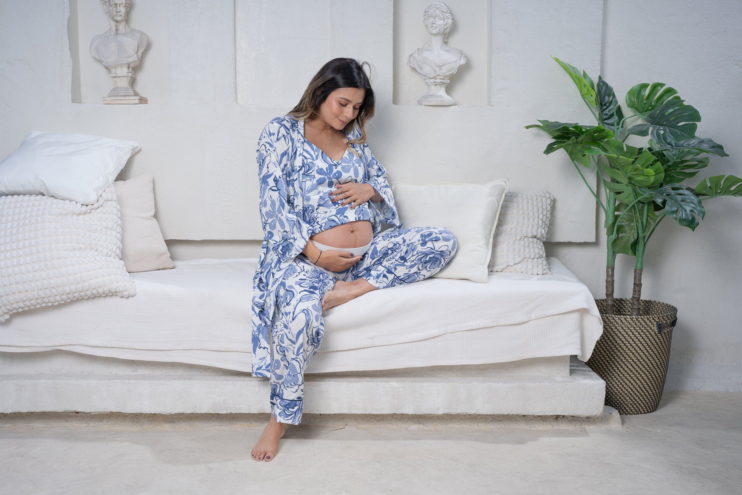 Siluetas Celeste - TresPiezas, Levantadora, Tiritas y Pantalon MATERNIDAD