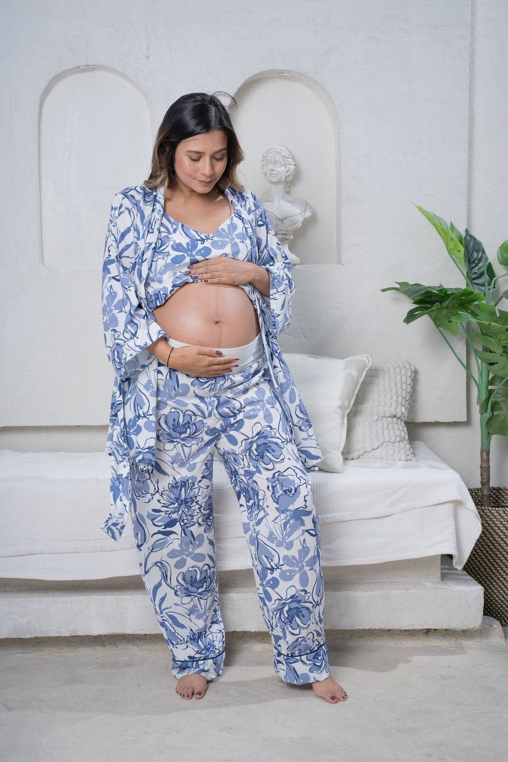 Siluetas Celeste - TresPiezas, Levantadora, Tiritas y Pantalon MATERNIDAD
