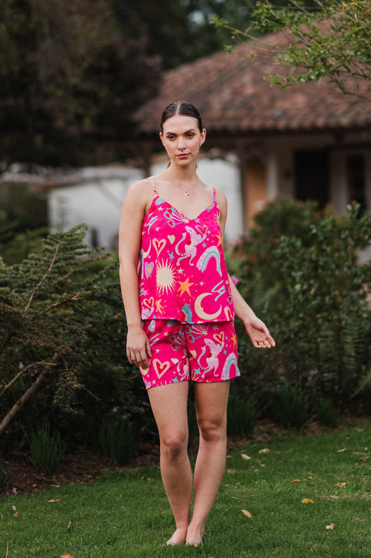 Suspiro de Amor Fucsia - Blusa de Tiritas y Short
