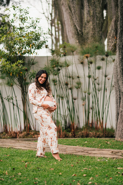 Teddy Beige - Camisa Manga Larga y Pantalon Maternidad