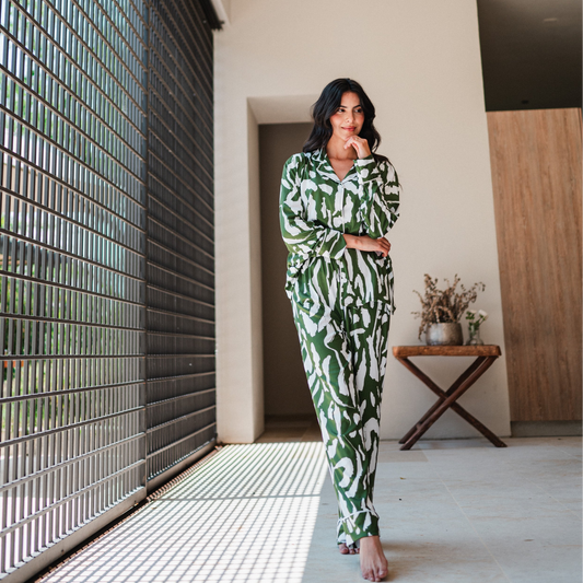 Trazos en Verde - Camisa Manga Larga y Pantalon READY TO SHIP