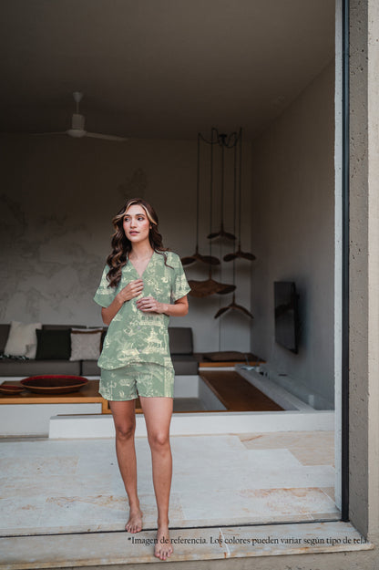 Casita China Verde - Camisa Manga Corta y Short