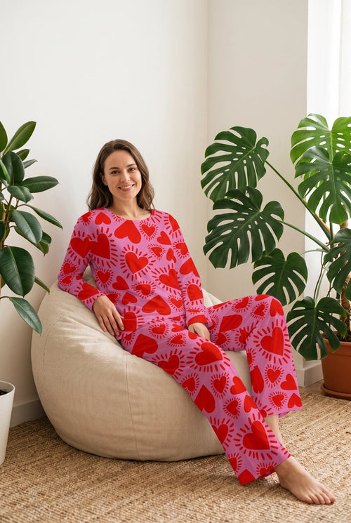 Amor Fucsia - Cuello redondo + pantalon ancho