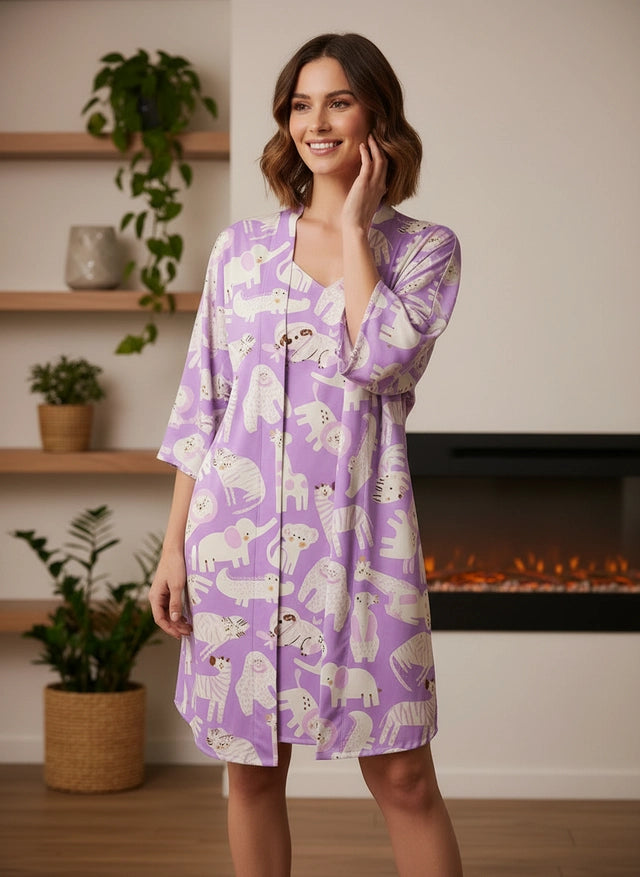 Jungle Animals Lilac - Bata y Kimono