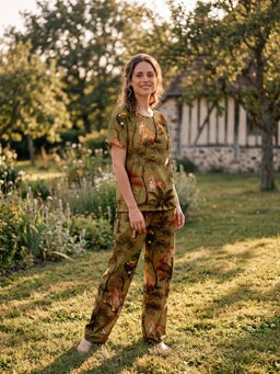 Jungla Oliva - Cuello redondo manga corta + pantalon