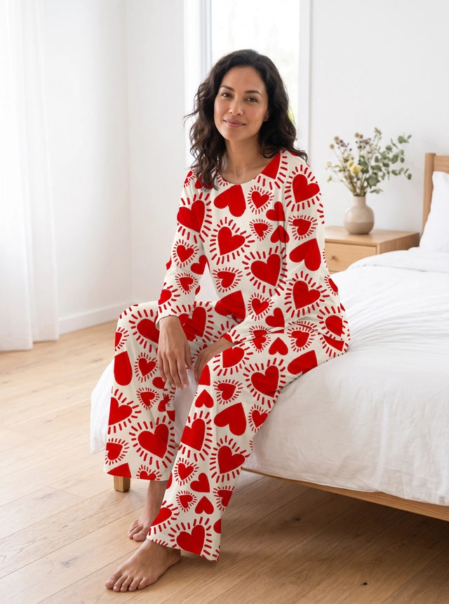 Amor Rojo - Cuello redondo + pantalon ancho