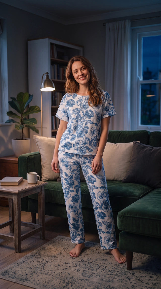 Lirios del Mar - Cuello redondo manga corta + pantalon