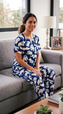 Jungle Animals Blue - Cuello redondo manga corta + pantalon