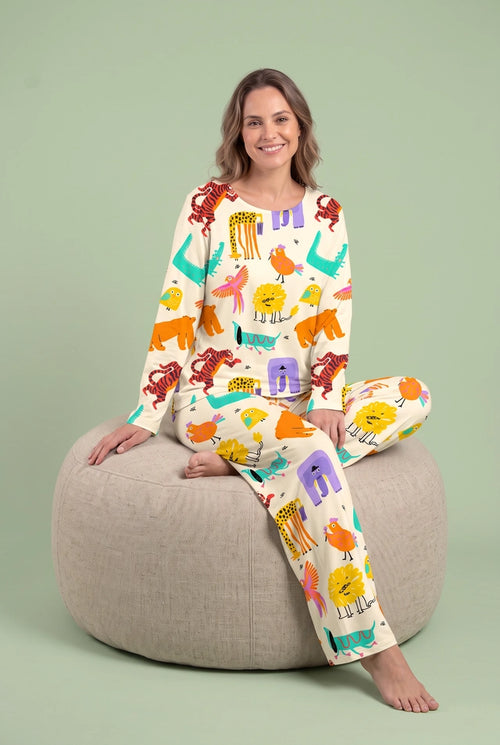 Animales de la Selva - Cuello redondo + pantalon ancho