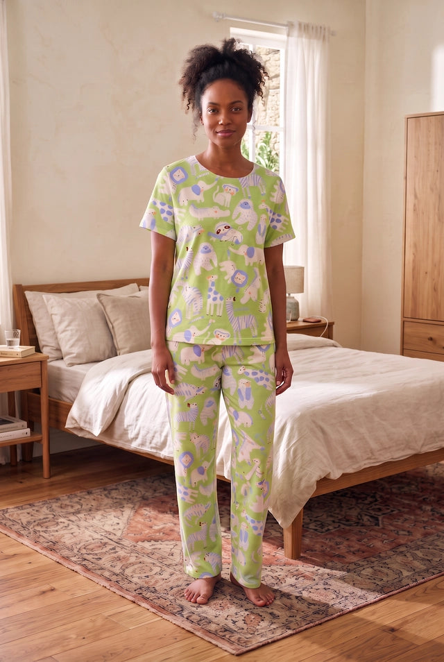Jungle Animals Lemon - Cuello redondo manga corta + pantalon