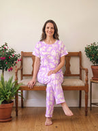 Jungle Animals Lilac - Cuello redondo manga corta + pantalon