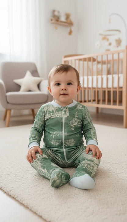 Casita China Verde - Enterizo Bebe READY TO SHIP