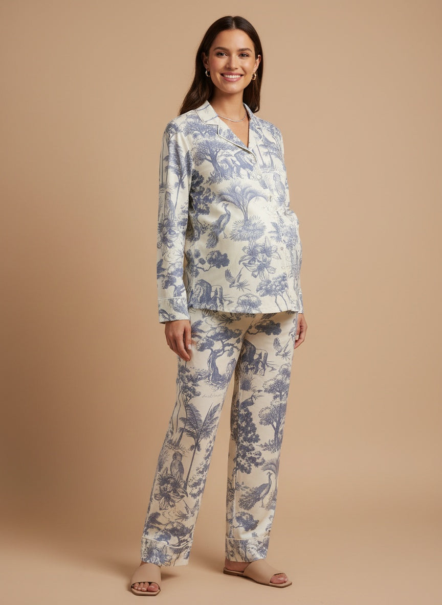 Selva Africana Azul Claro - Camisa + Pantalon Maternidad READY TO SHIP
