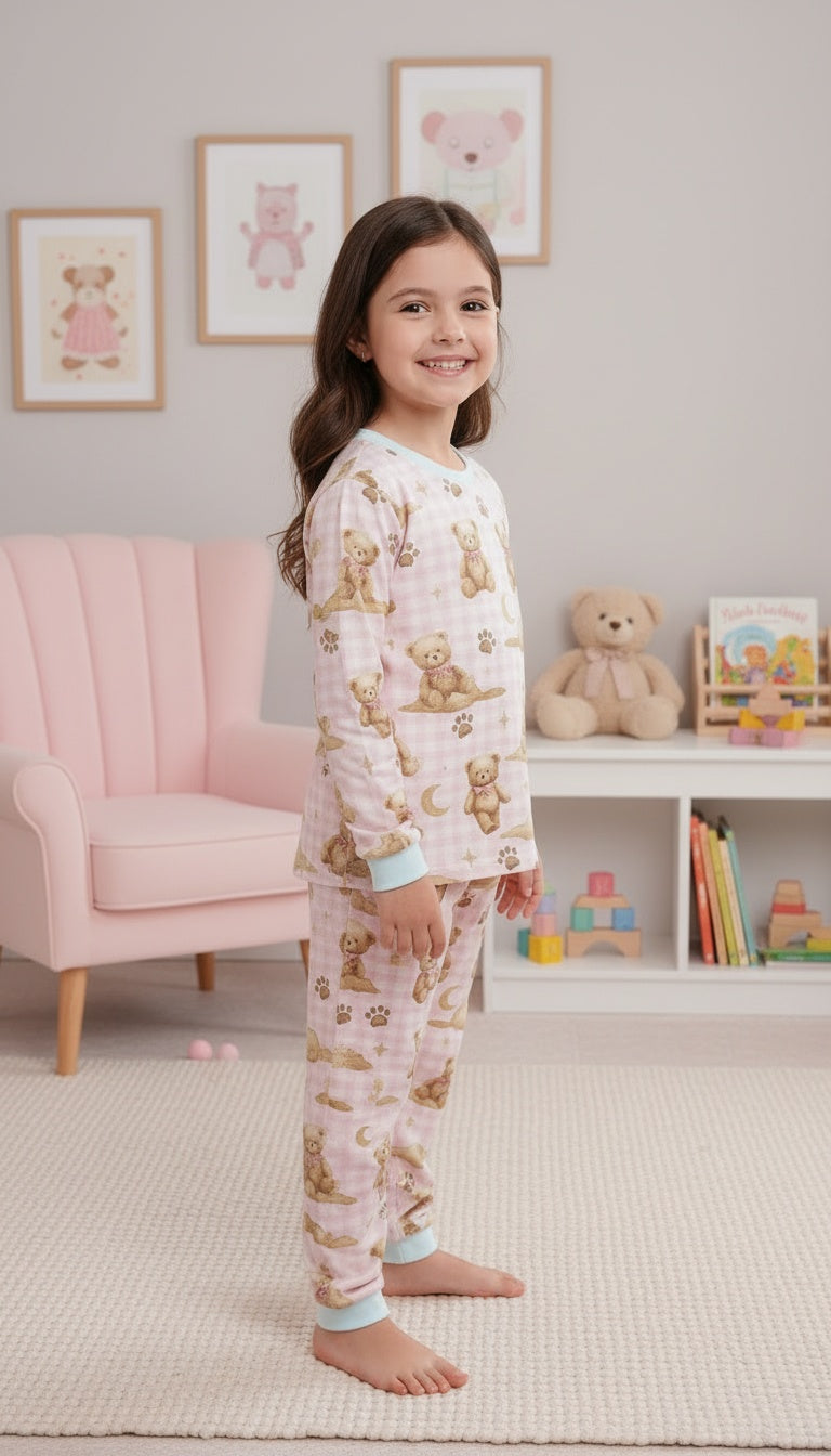 Teddy Pink - Niña: Cuello Redondo + Pantalon READY TO SHIP