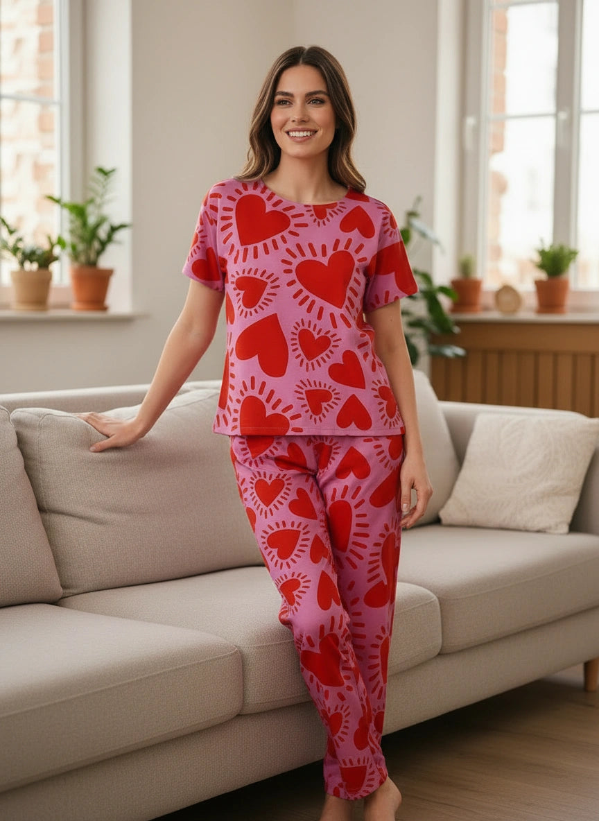 Amor Fucsia - Cuello redondo + pantalon ancho