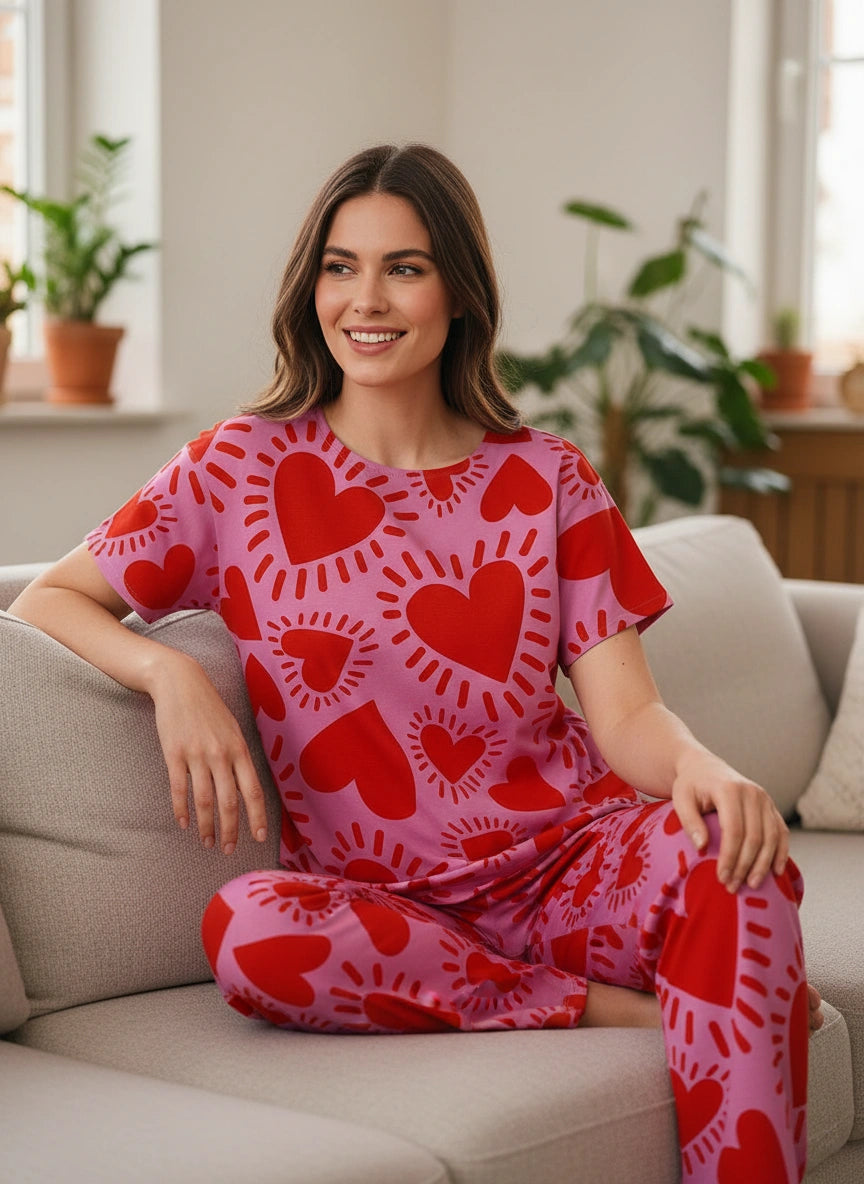 Amor Fucsia - Cuello redondo + pantalon ancho