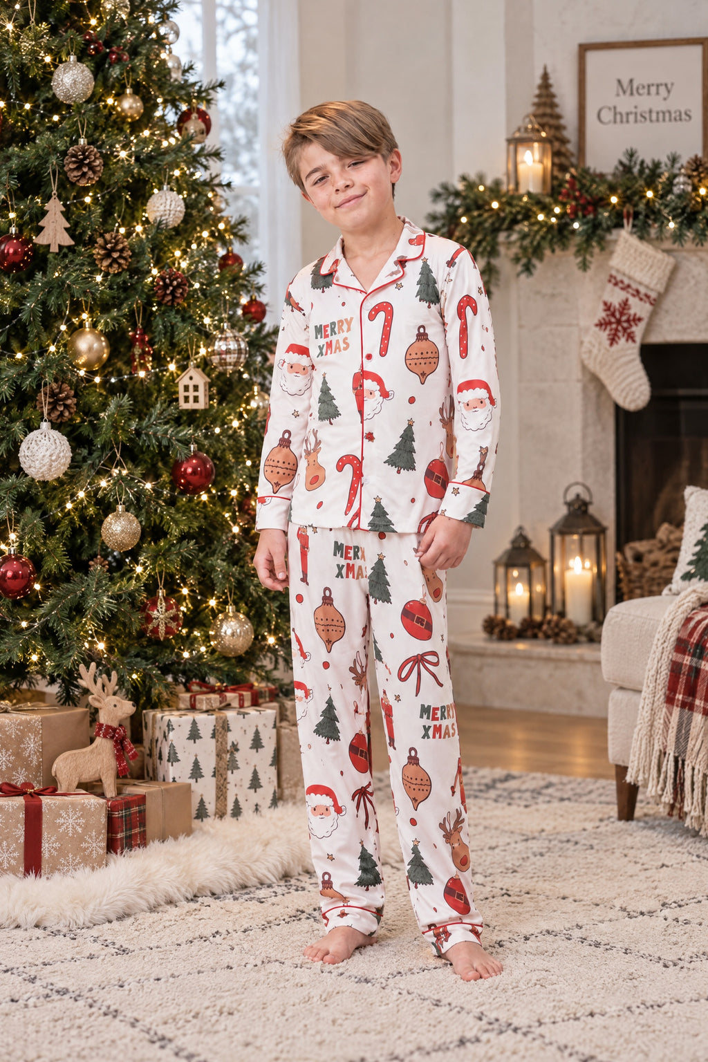 Merry Xmass - KIDS: Camisa Manga Larga y Pantalon