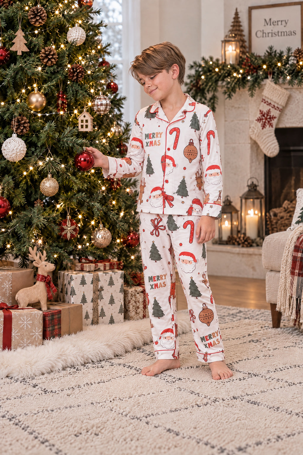 Merry Xmass - KIDS: Camisa Manga Larga y Pantalon