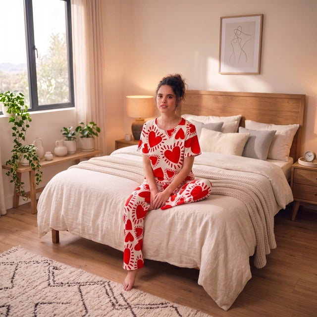Amor Rojo - Cuello redondo manga corta + pantalon