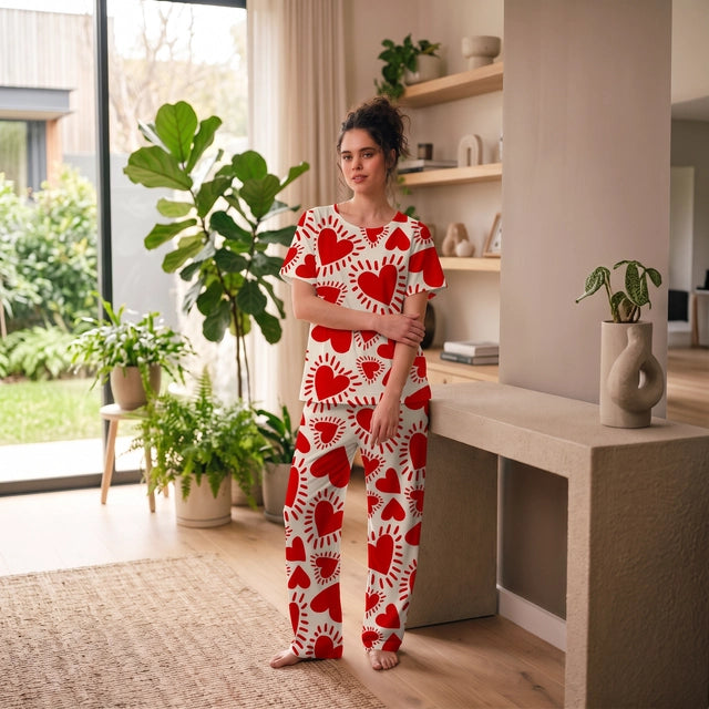 Amor Rojo - Cuello redondo manga corta + pantalon