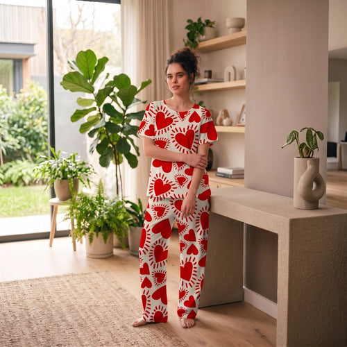 Amor Rojo - Cuello redondo manga corta + pantalon