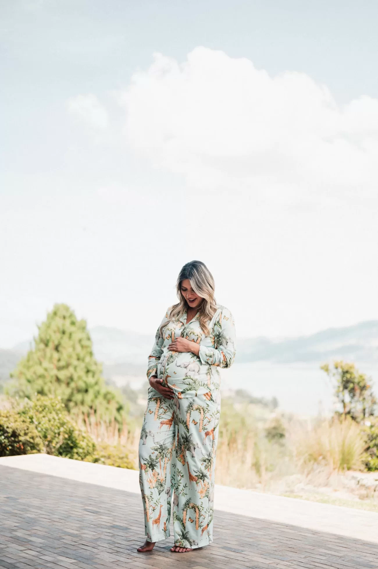 Selva Hindu Azul - Camisa y Pantalon Ancho Maternidad - Image 2