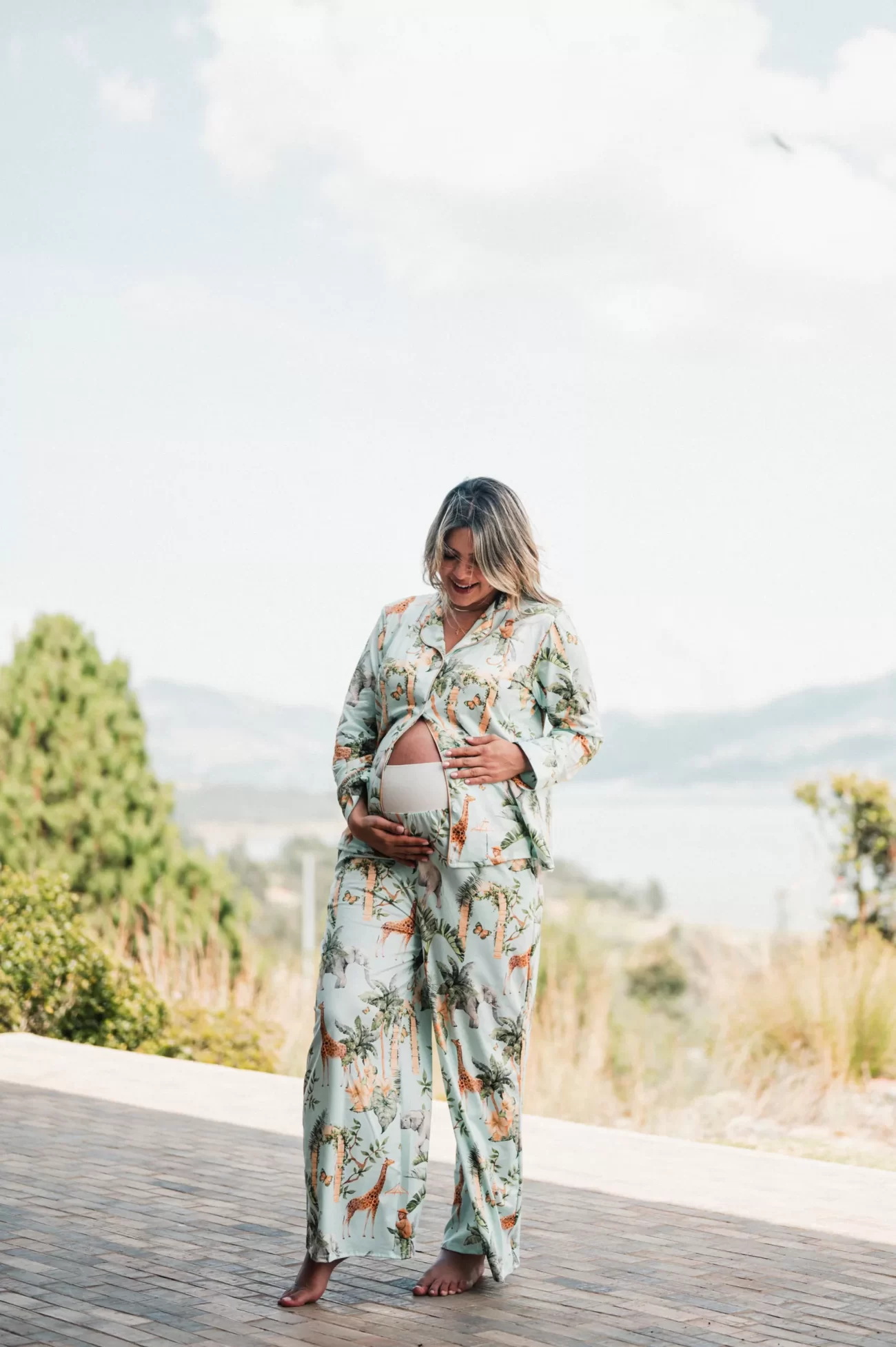 Selva Hindu Azul - Camisa y Pantalon Ancho Maternidad - Image 3